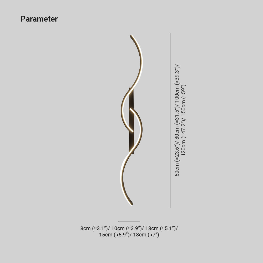 Lumor Modern Linear Wave Bedroom Wall Lamp, Black/Gold - Lamp Copper