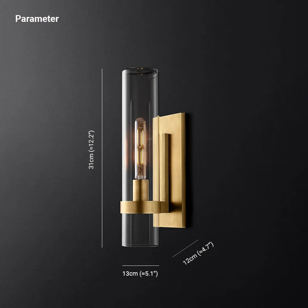 Enya Glass Cylinder Modern Wall Light - Lamp Copper