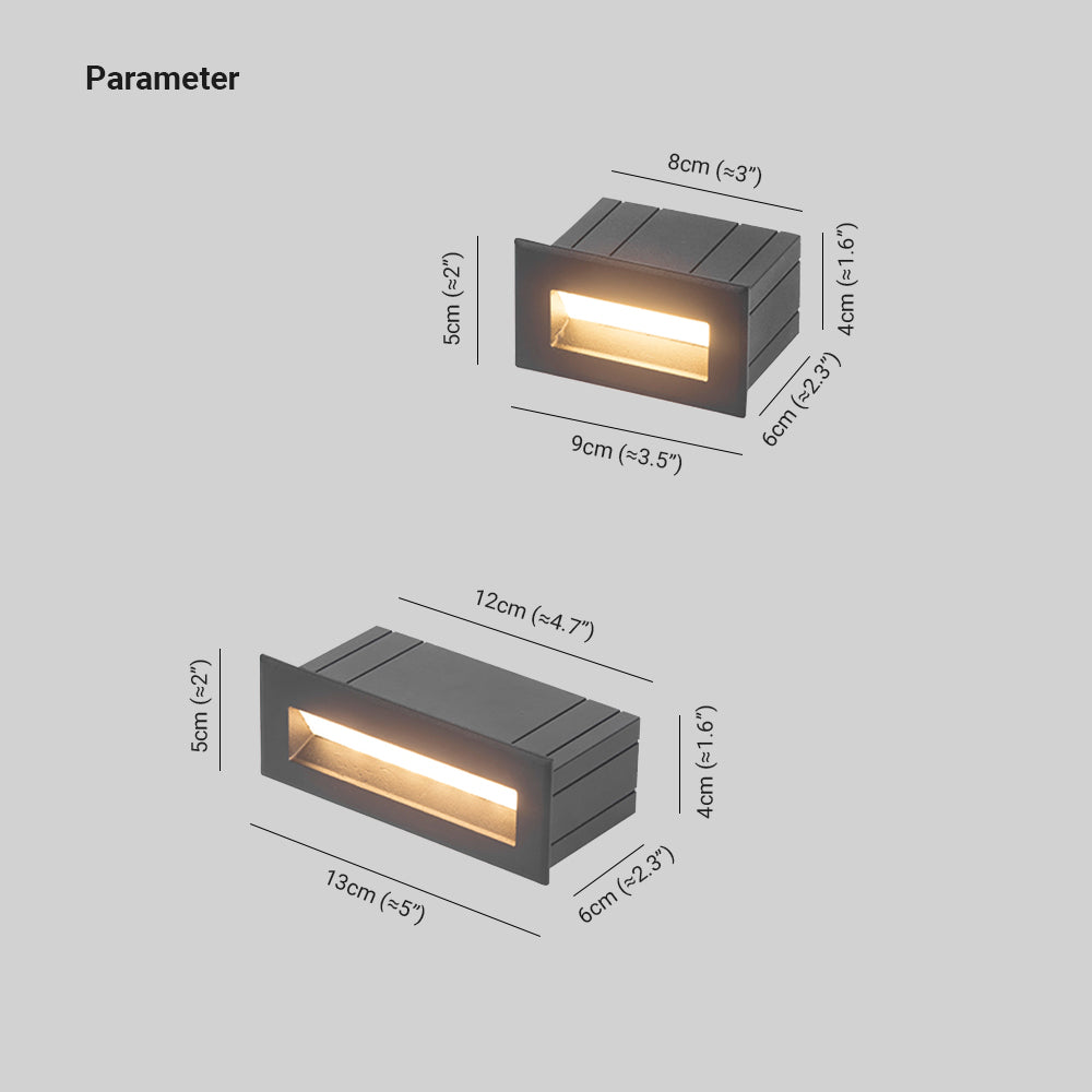 Ray Modern Metal Rectangular Outdoor Deck/Step Light, Black - Lamp Copper