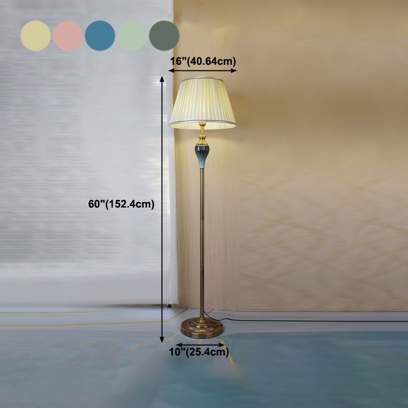 Eryn Antique Floor Lamp, Multi Colors, Metal/Fabric, Bedroom - Lamp Copper
