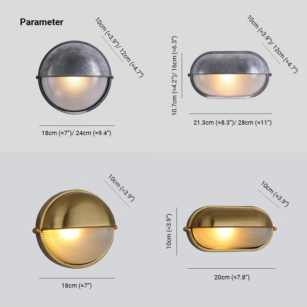 Vorn Modern Round/Ellipse Outdoor Waterproof Wall Lamp. 2 Colors - Lamp Copper