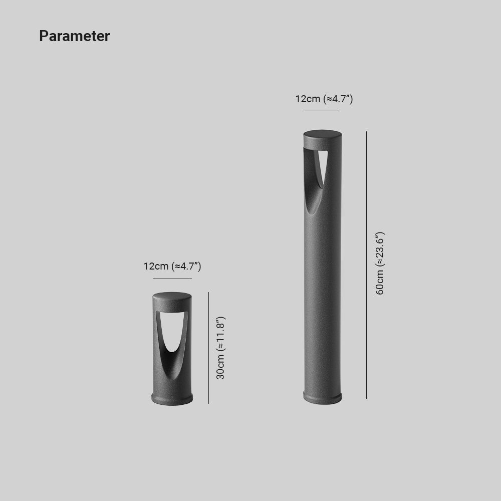 Ray Contemporary Metal Cylindrical Hollow Outdoor Path Light, Black - Lamp Copper