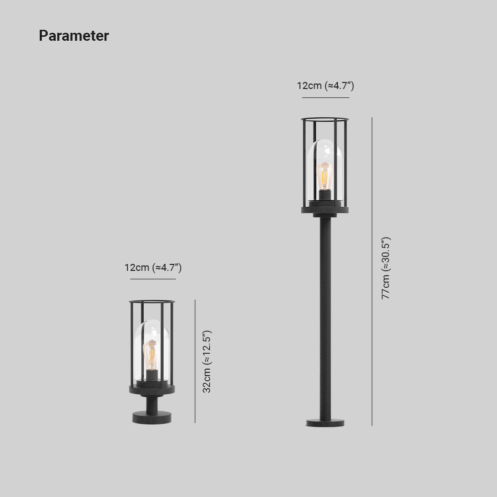 Ray Metal Cylindrical Lantern Shaped Solar Outdoor Path Light, Black - Lamp Copper