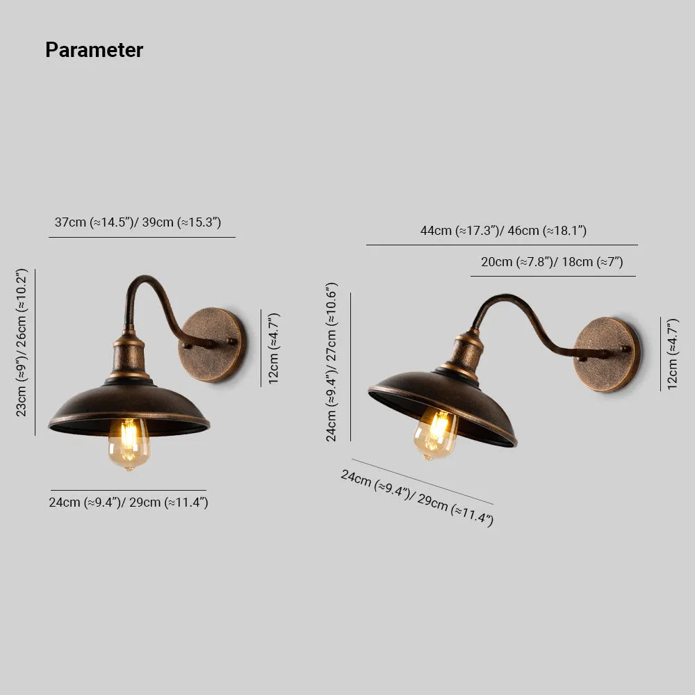 Ray Rustic Bowl Shaped Metal Wall Lamp, Antique Brass - Lamp Copper