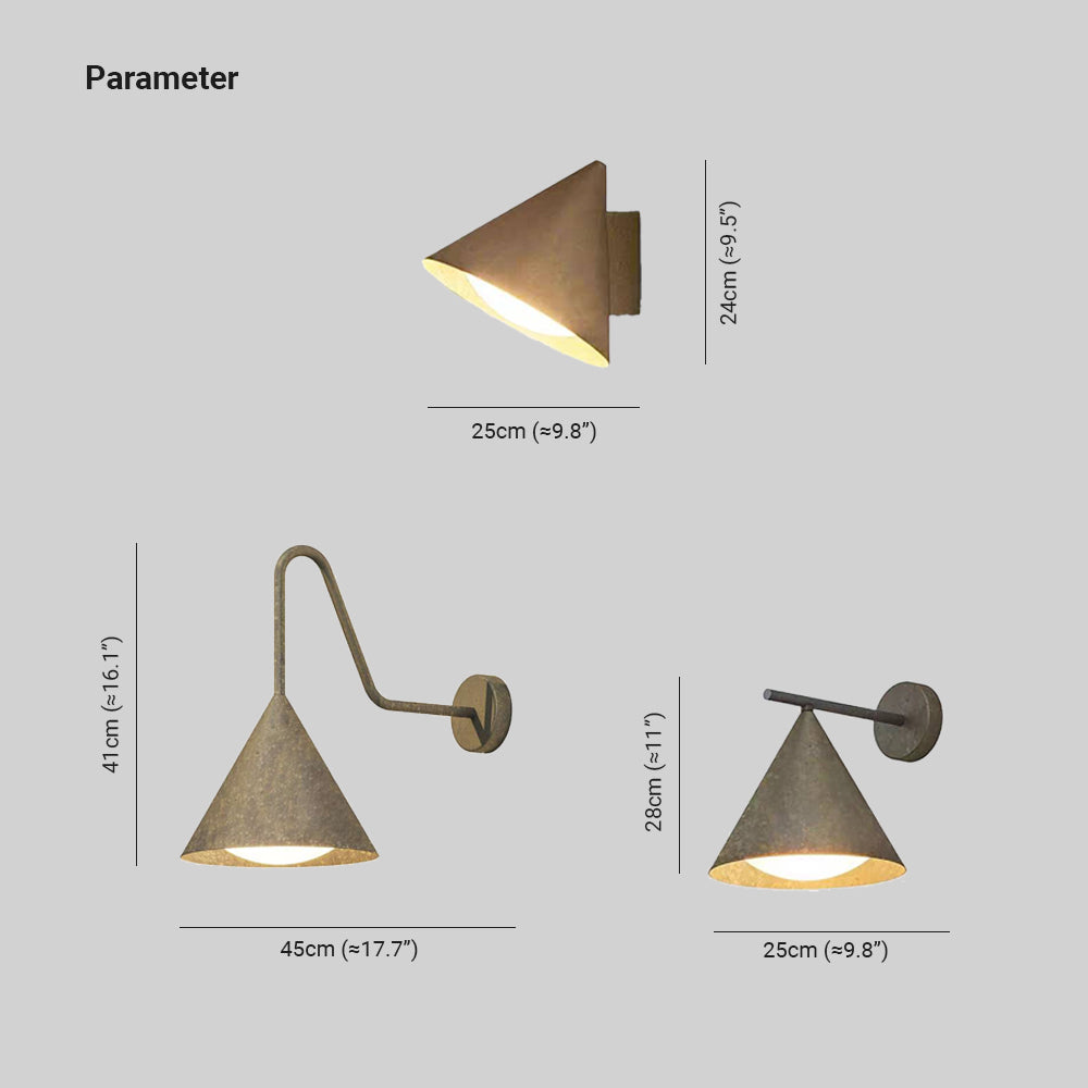 Ray Modern Minimalist Cone Metal Outdoor Waterproof Wall Lamp，Black/Gold - Lamp Copper