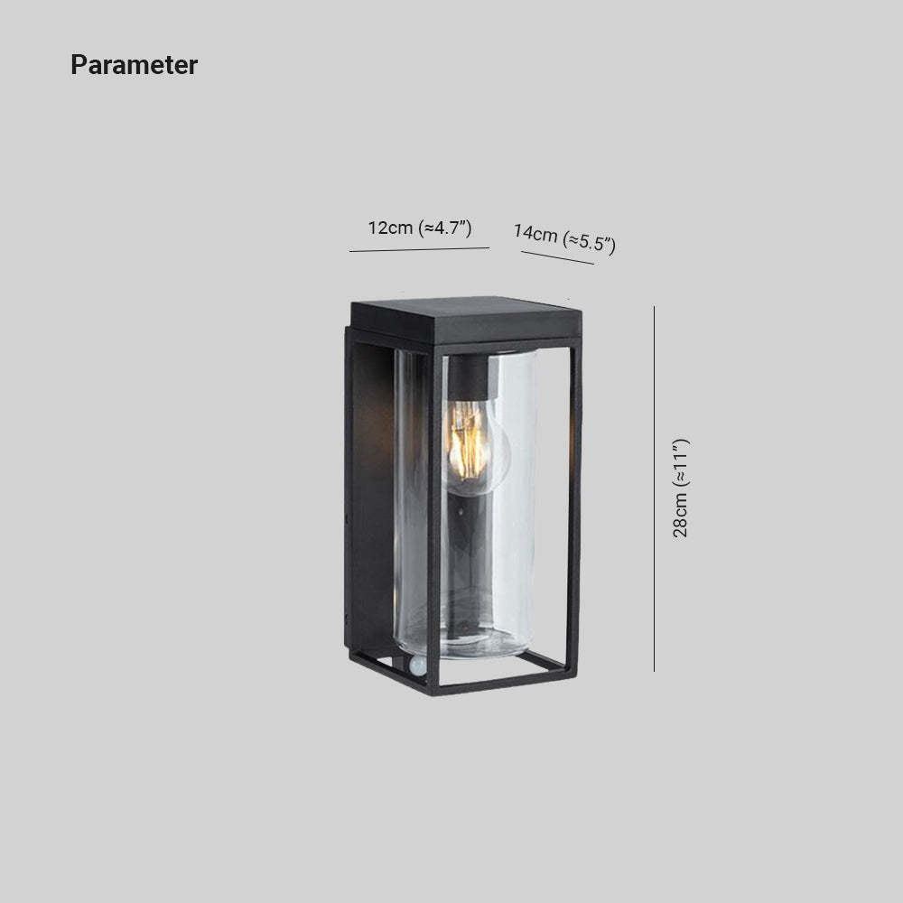 Ray Modern Rectangular Solar Waterproof Glass Outdoor Wall Lamp - Lamp Copper