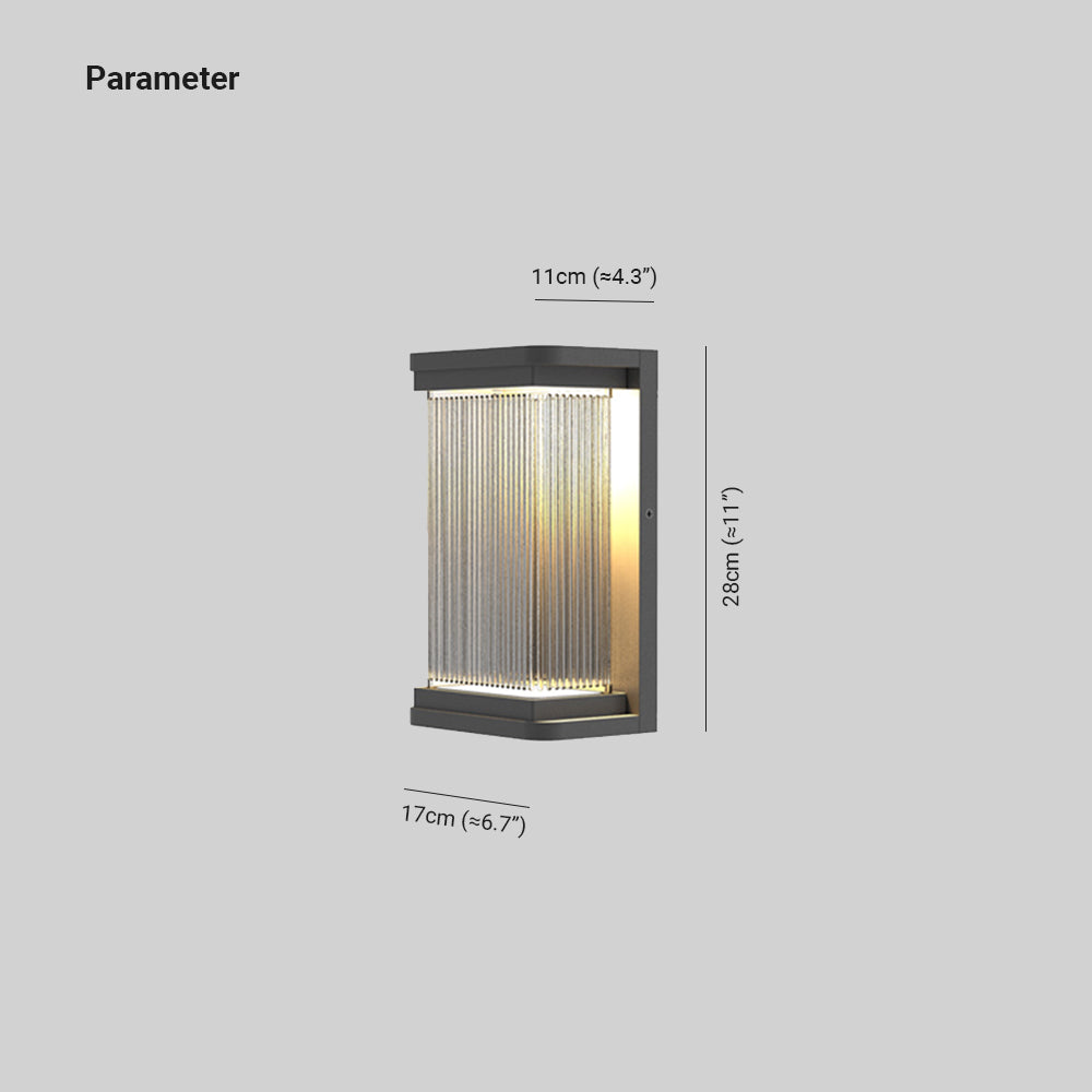 Ray Minimalist Rectangular Glass Outdoor Wall Lamp, Black - Lamp Copper