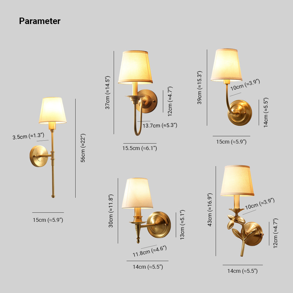 Tiffany Vintage Rustic Lantern Fabric LED Wall Lamp, Gold - Lamp Copper