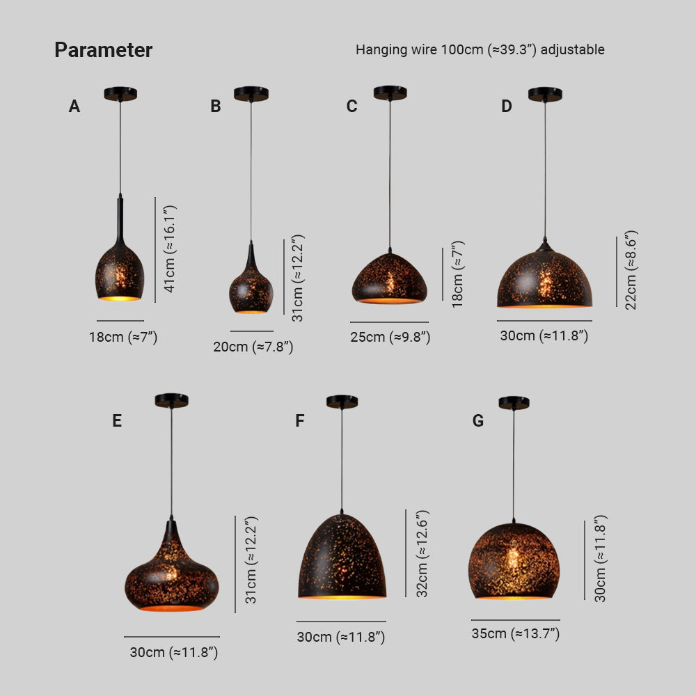 Alessio Geometry Pendant Light, 7 Style - Lamp Copper