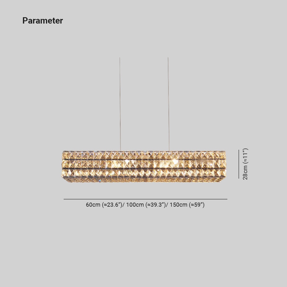 Kristy Rectangular Luxury Crystal Chandelier, 2 Colour - Lamp Copper