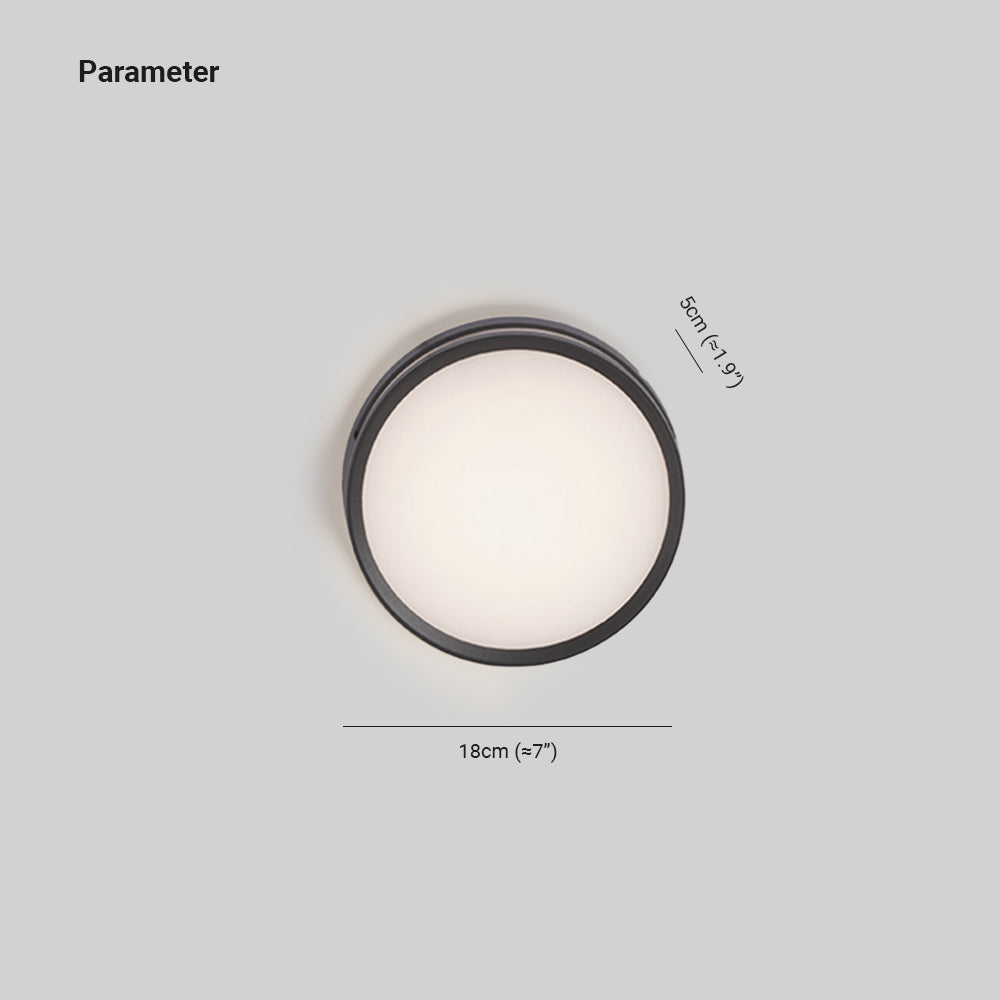 Ray Modern Round Metal/Acrylic Outdoor Waterproof Wall Lamp, Black - Lamp Copper