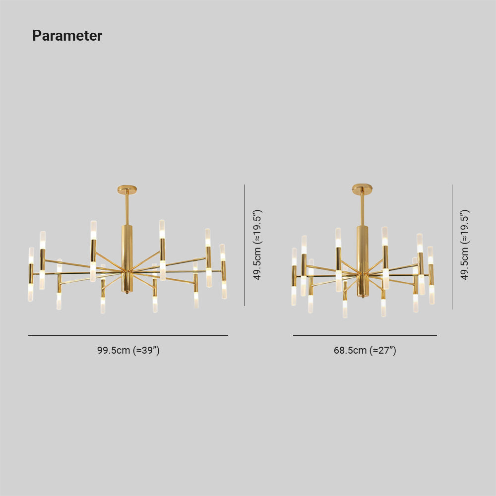 Kristy Modern Cylindrical Metal Chandelier, Gold - Lamp Copper