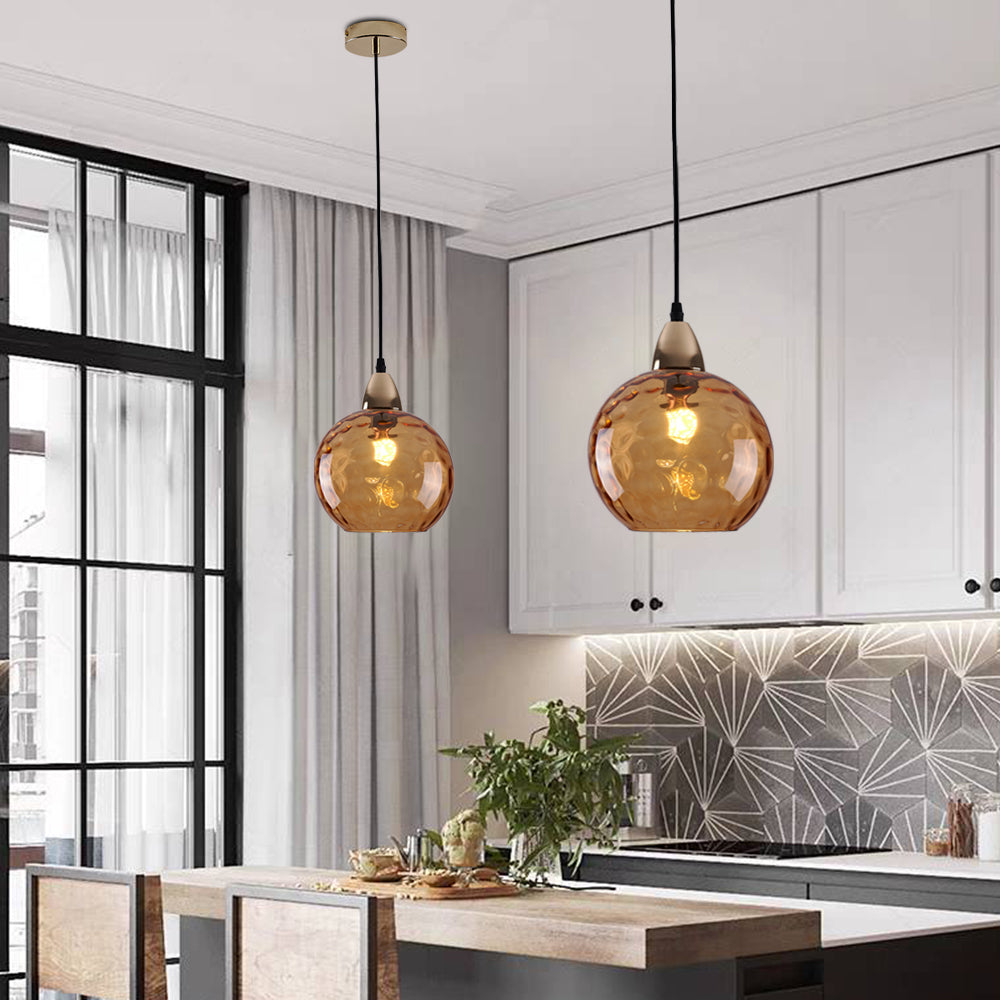 Water Ripple Glass Pendant Lights - Lamp Copper