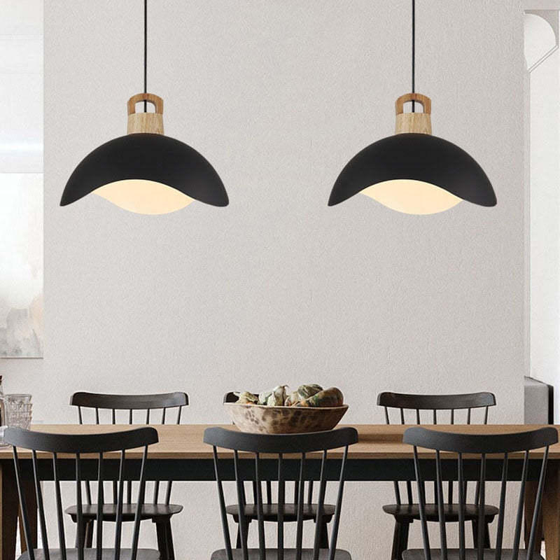 Valentina Colorful Shade Single Pendant Lights, Wood & Metal - Lamp Copper