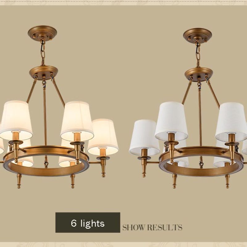 Silva vintage Ring Metal/Fabric Chandelier, Black/Copper - Lamp Copper