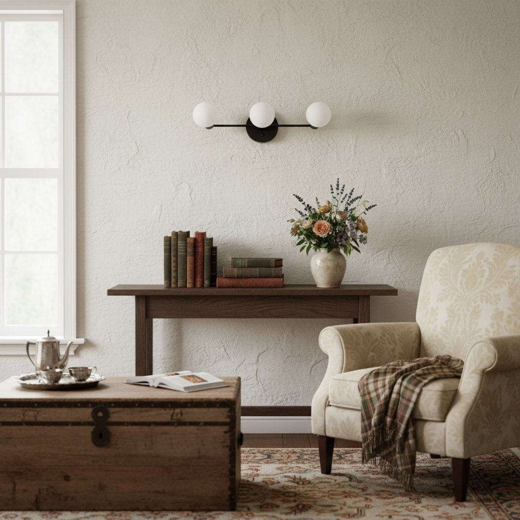 Pearl 3-Light Milk Glass Globe Wall Sconce Mid-Century Light