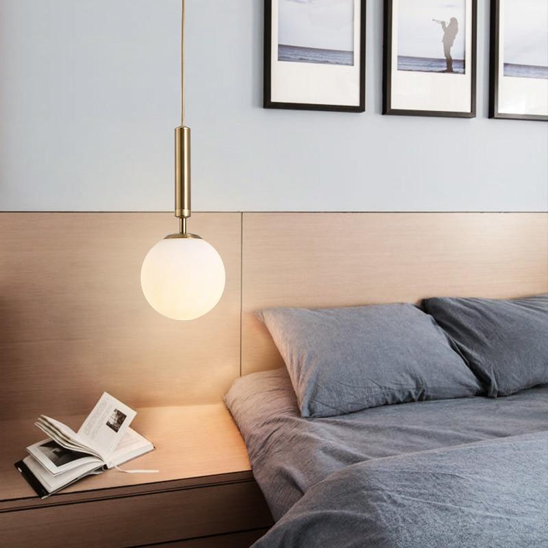 Valentina Modern Glass Ball Pendant Light, White/Clear - Lamp Copper