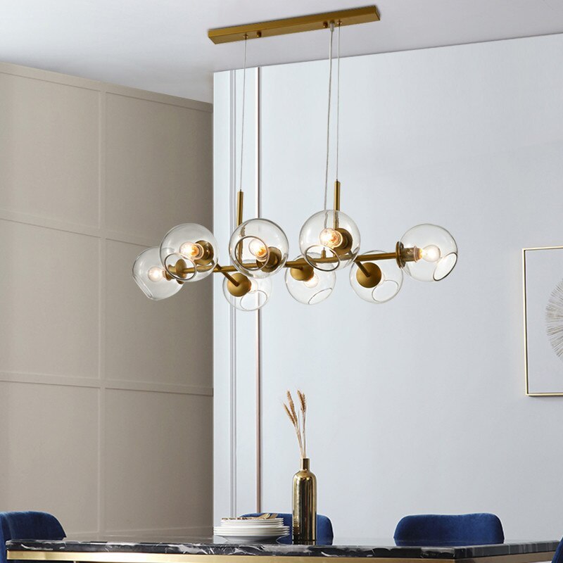 Valentina Modern Glass Globe Bubble Pendant Light Black/Gold - Lamp Copper