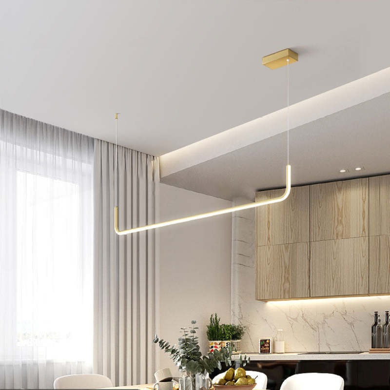 Clen Modern Linear Pendant Light Double Frame, Black/Gold - Lamp Copper