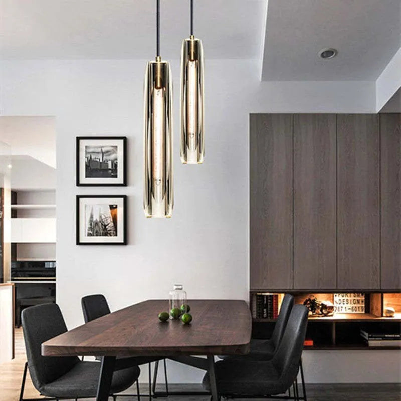 June Brass Designer Glass Pendant Lamp Smoky - Lamp Copper