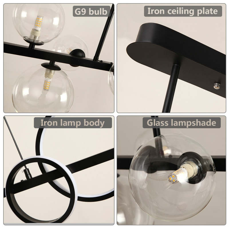 Arisha Pendant Light Bubble Circle Modern Black/Gold, Bedroom - Lamp Copper