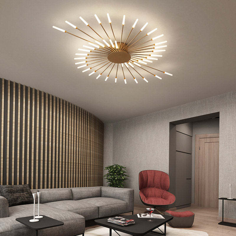Wesley Flush-Mount Ceiling Light Fireworks, Black/Gold - Lamp Copper