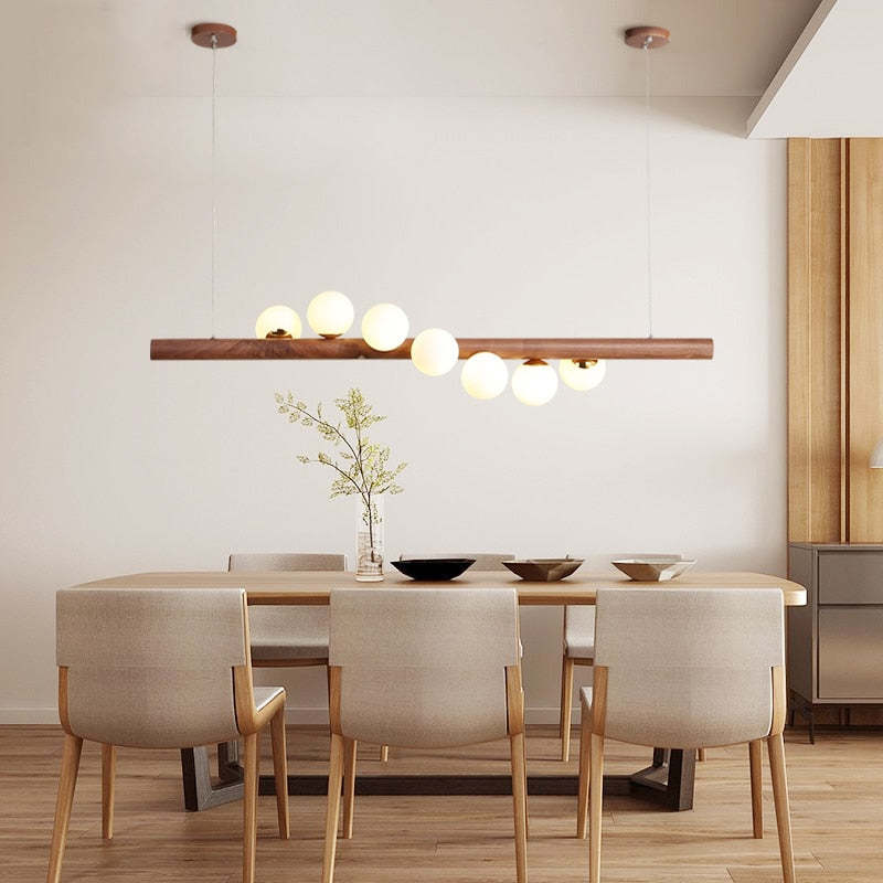 Valentina Glass Bubble Pendant Light Wood/Walnut - Lamp Copper
