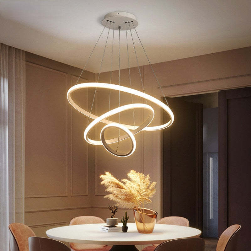 Zin Modern Ring Pendant Light, 2/3/4 Rings - Lamp Copper