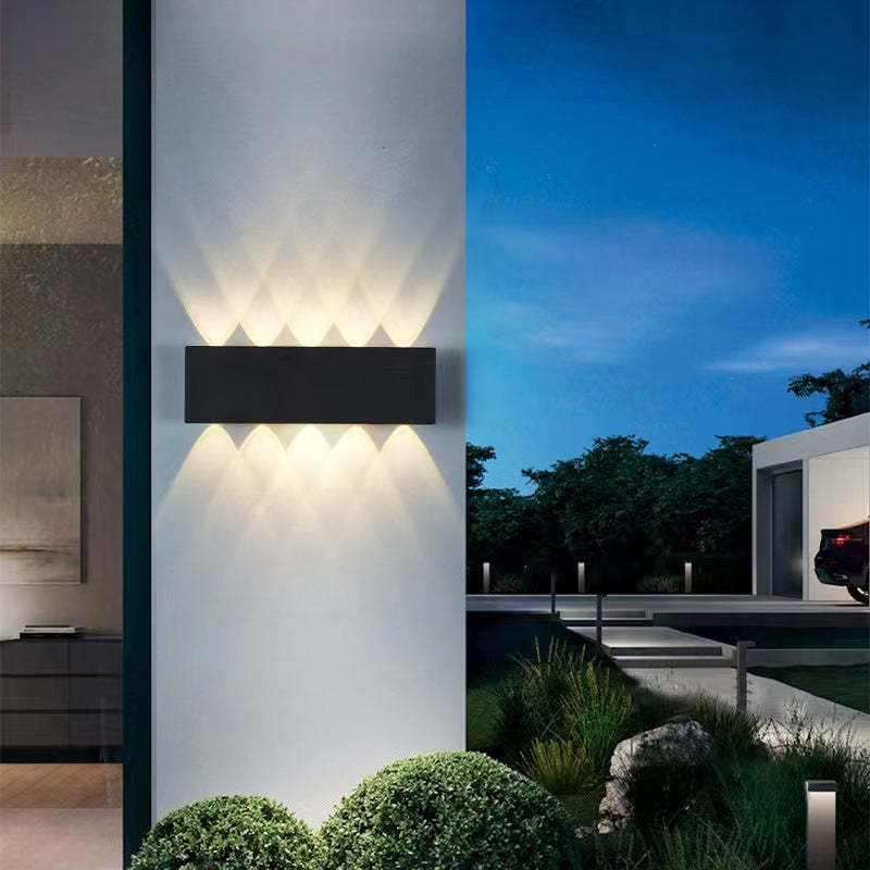 Tronix Modern Rectangular Metal Outdoor Wall Lamp, Black/White, Water-wave - Lamp Copper