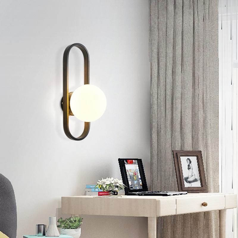 Valentina Modern Globe Bedside Wall Lamp Mount for Bedroom & Reading Room, Gold/Black - Lamp Copper
