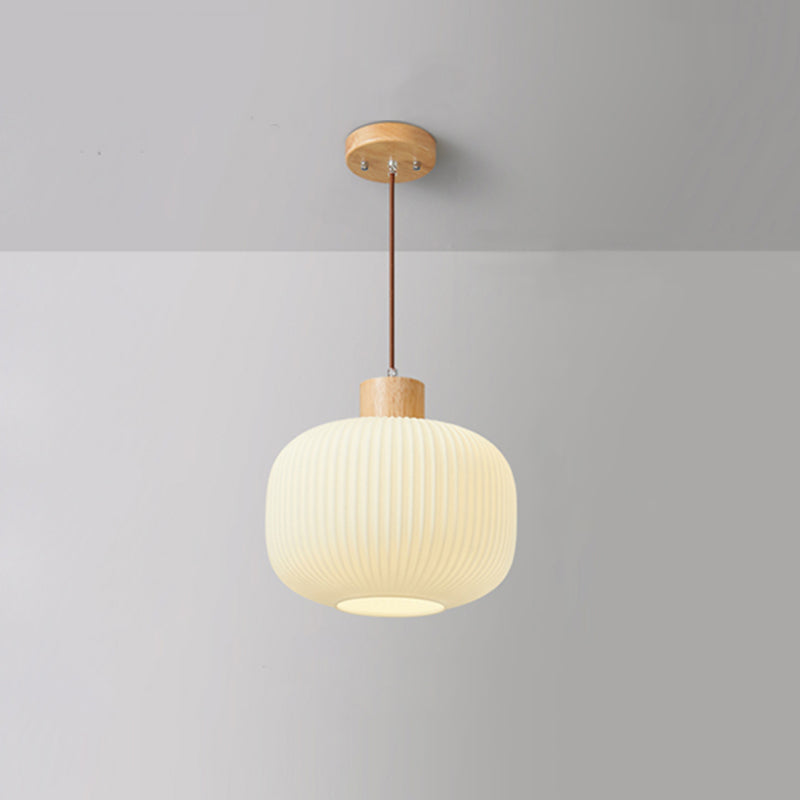 Muto Modern Wood/Glass Pendant Light, White - Lamp Copper