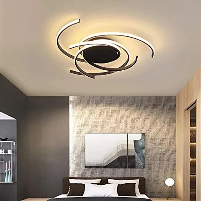 Arisha Modern Multi Arc Linetype Ceiling Light,Black/White - Lamp Copper