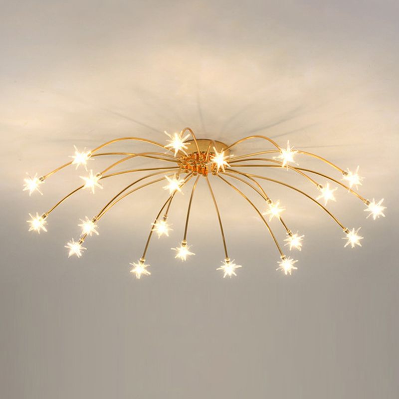 Arisha Art Deco Starry Flush Mount Ceiling Light - Lamp Copper