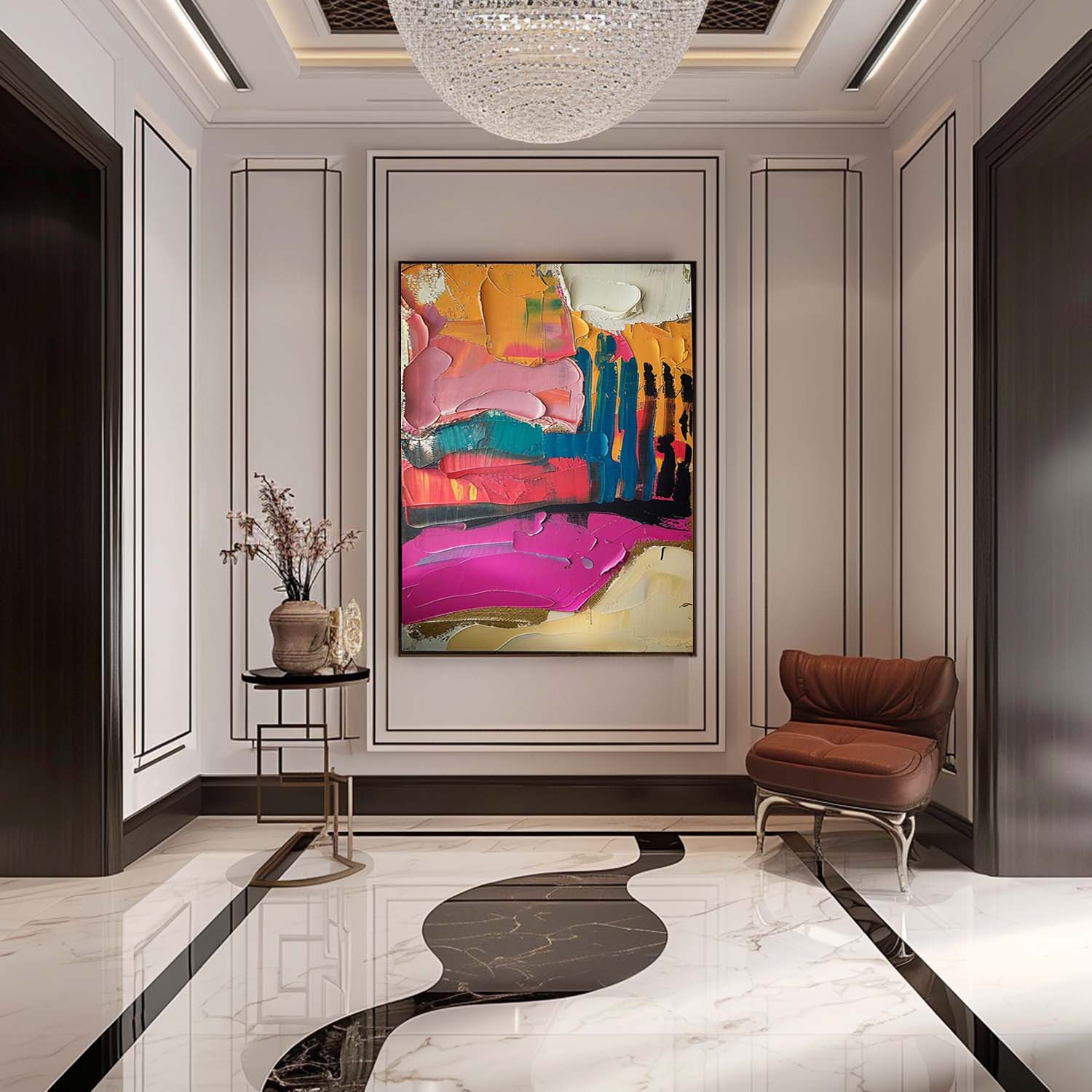 Iris Colorful Painting - Lamp Copper