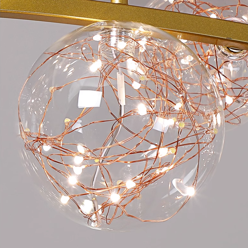 Valentina Art Deco Luminous Sphere Cluster Glass Pendant Light - Lamp Copper