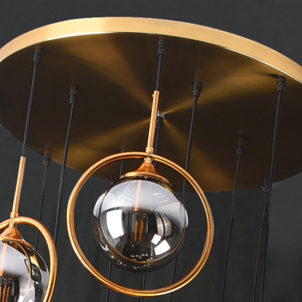Valentina Modern Spiral Ball Glass Staircase Chandelier - Lamp Copper