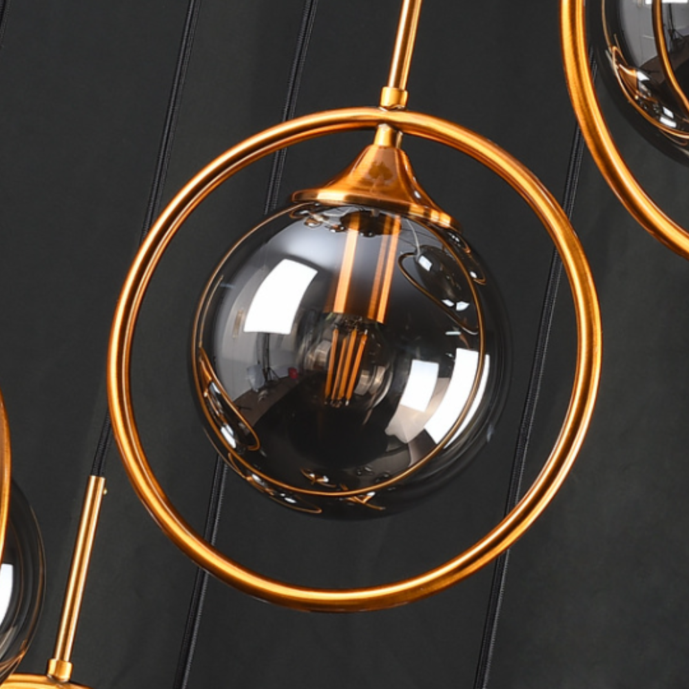 Valentina Modern Spiral Ball Glass Staircase Chandelier - Lamp Copper