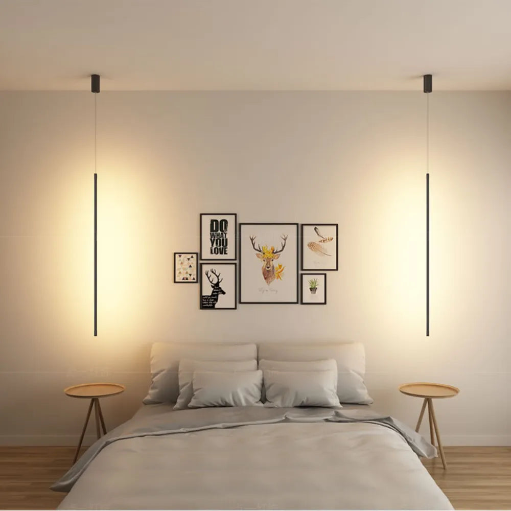 Erix Minimalist Linear Pendant Light Bedside, Black - Lamp Copper