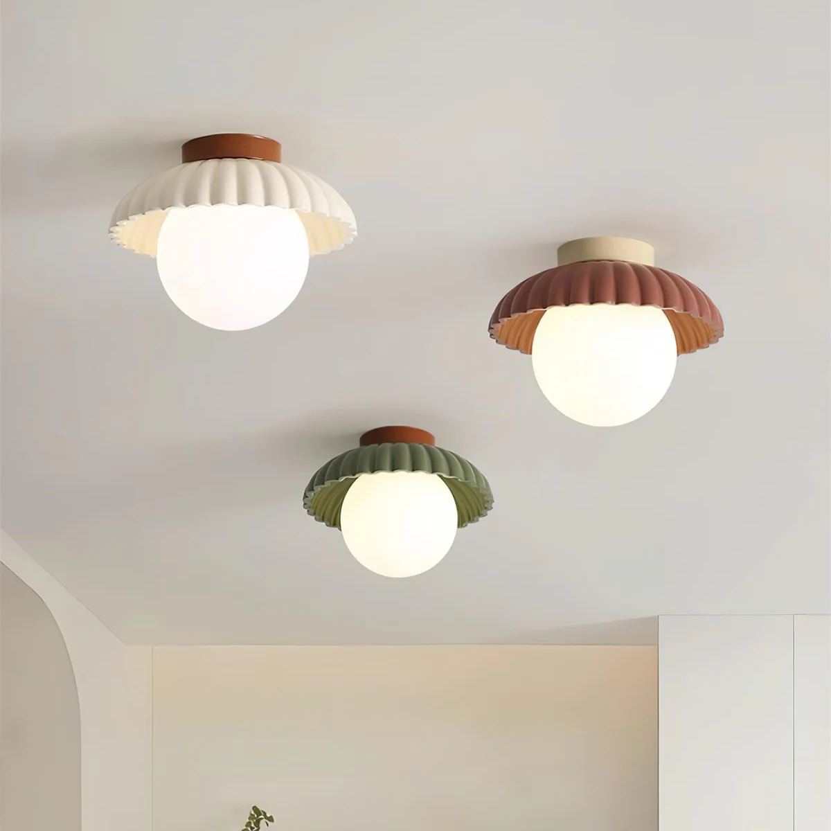 Scallop Glow Flush Mount Ceiling Light - Lamp Copper