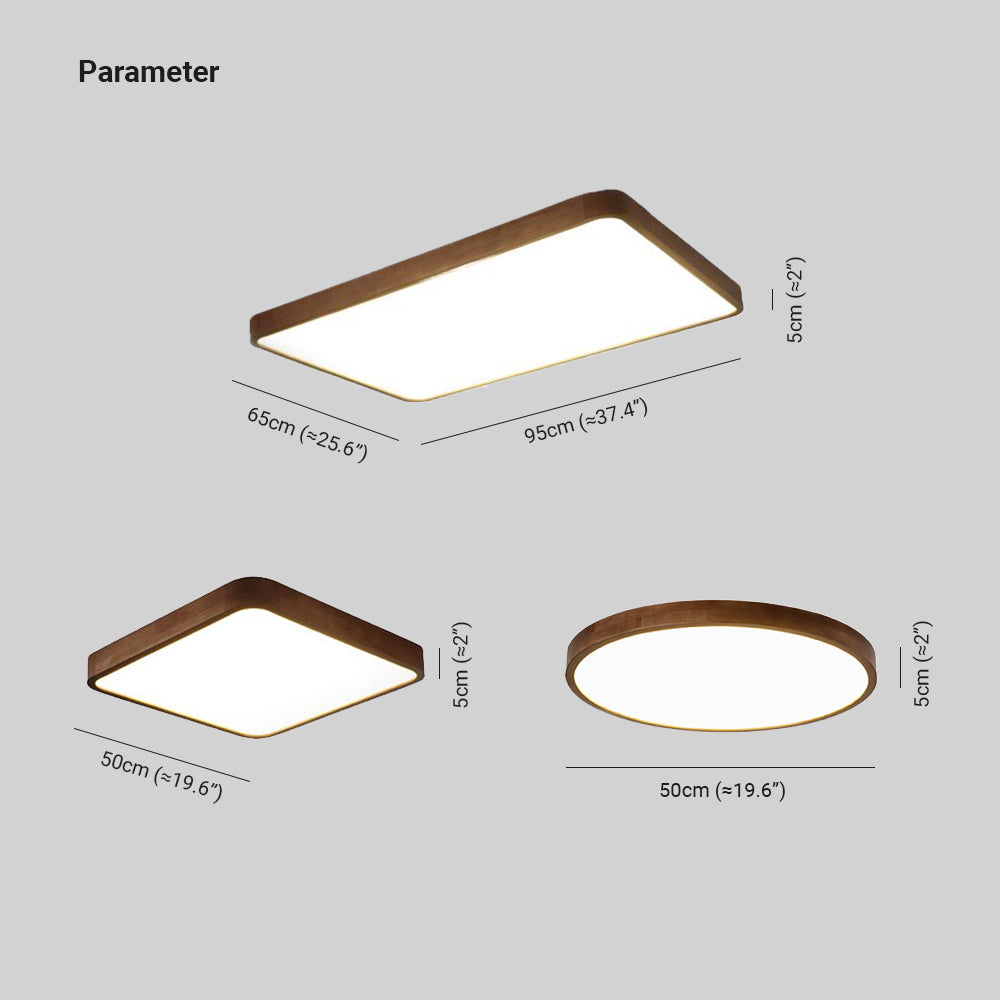 Muto Modern Geometric Walnut LED Flush Mount Ceiling Light - Lamp Copper