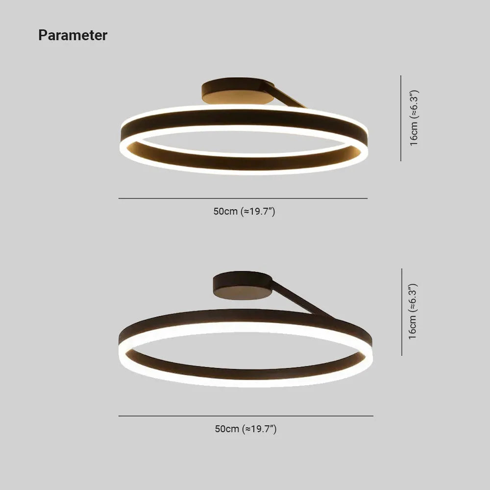 Solen Modern Circle Flush Mount Ceiling Light, Black & White - Lamp Copper