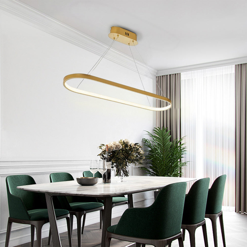 Junel Minimalist Oval Interior Hanging Pendant Light - Lamp Copper