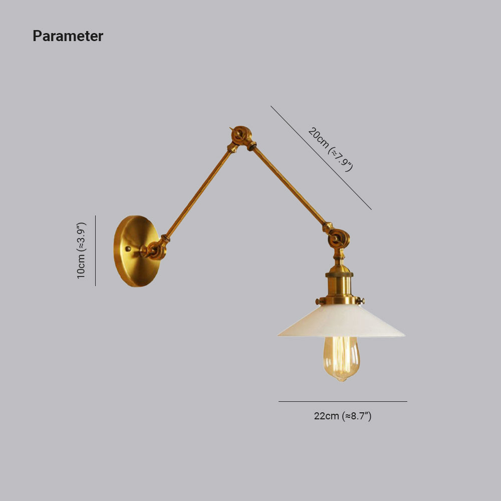 Silva Wall Lamp Retro Saucer Lampshade Metal Adjustable 2 Color, Bedroom - Lamp Copper