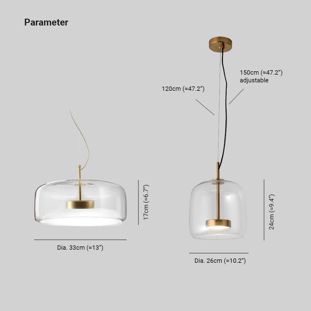 June Morden Glass Pendant Light Clear/Smoky/Amber - Lamp Copper