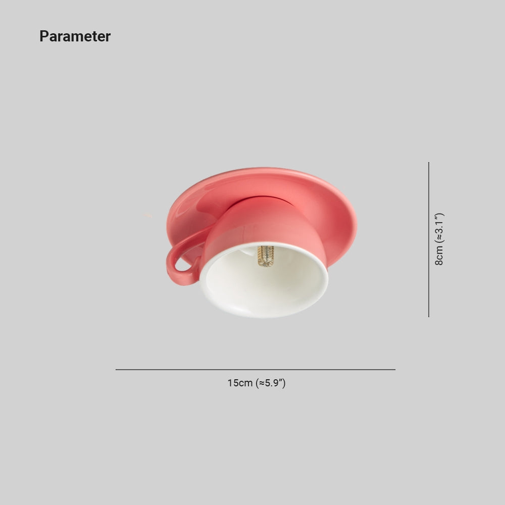 Aria Modern Coffee Cups Ceramic Flush Ceiling Lighting - Lamp Copper