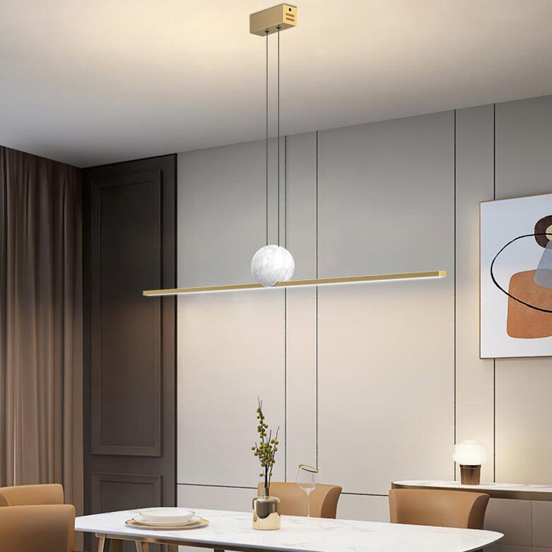 Arisha Minimalist Linear Bubble Pendant Light Marble - Lamp Copper