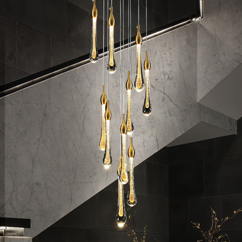 Valentina Modern Teardrop Crystal Chandelier, Gold - Lamp Copper
