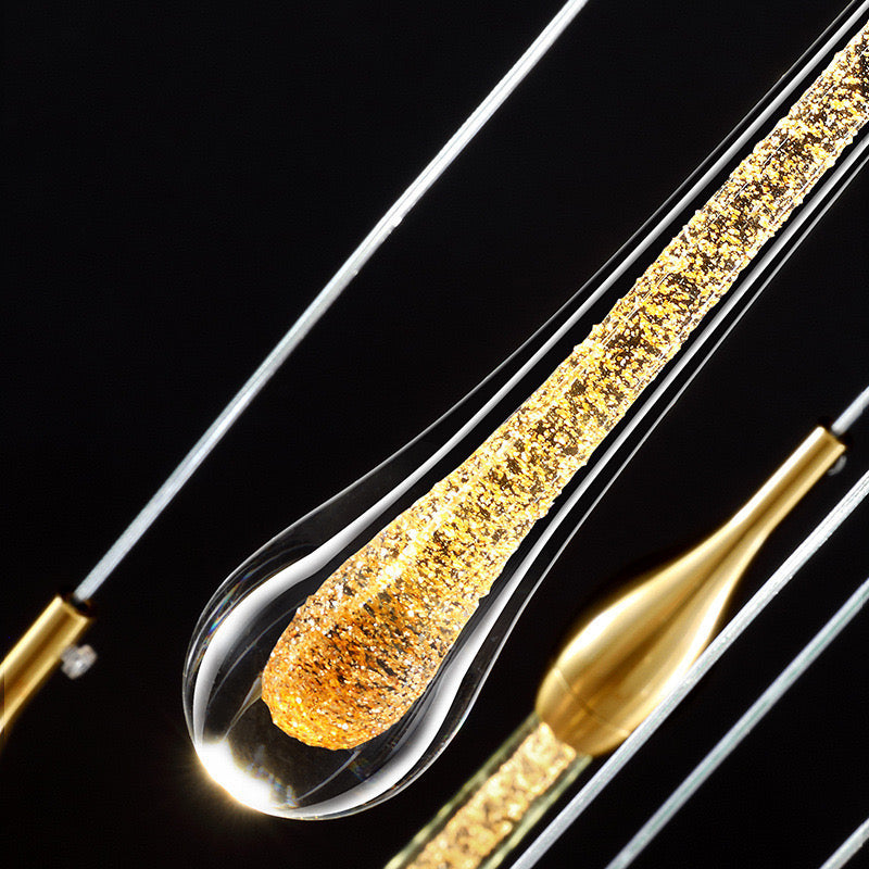 Valentina Modern Teardrop Crystal Chandelier, Gold - Lamp Copper