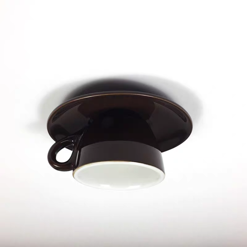 Aria Modern Coffee Cups Ceramic Flush Ceiling Lighting - Lamp Copper