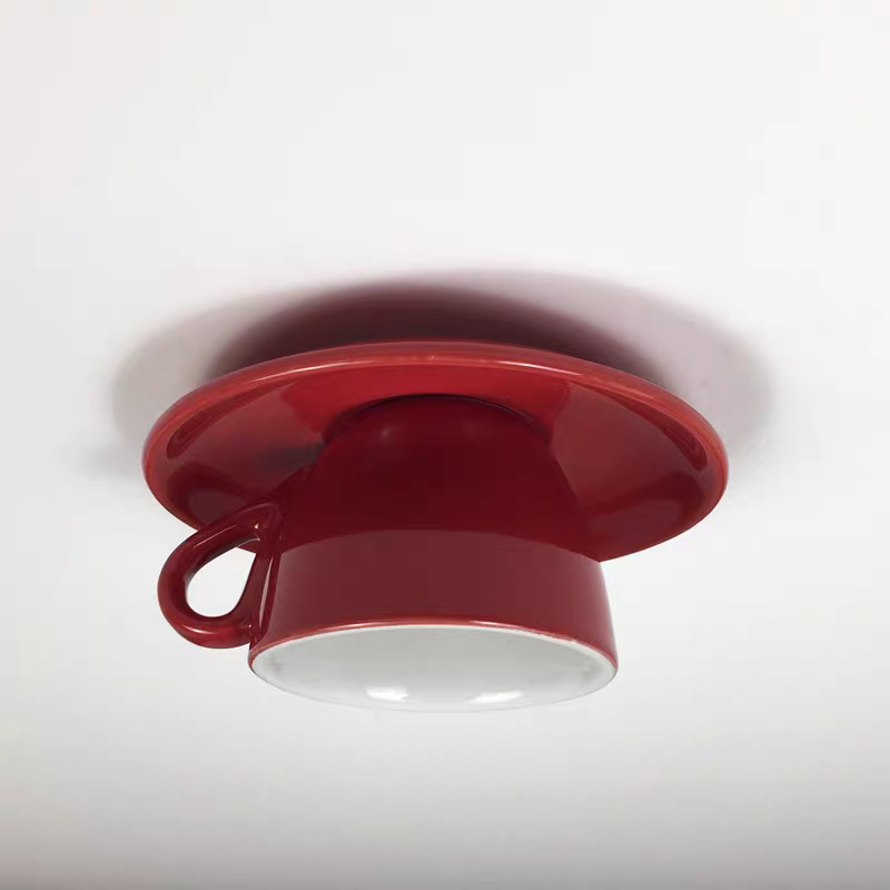 Aria Modern Coffee Cups Ceramic Flush Ceiling Lighting - Lamp Copper